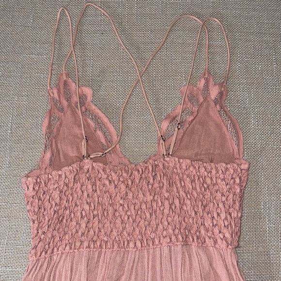 Free People Black Adella Lace Dress in Rose color size Small. Asymmetric hem - Picture 6 of 16